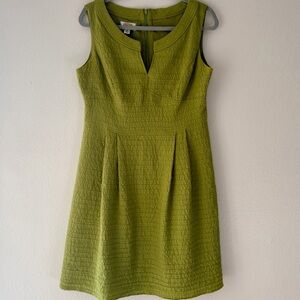 Talbots Olive Green Sleeveless Textured Fit-and-Flare Dress
